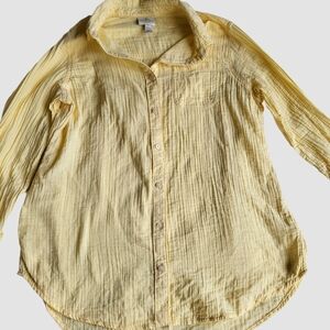 St. Johns Bay 100%Cotton Button Up Size Medium Butter Yellow